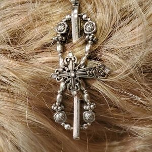 Silver Cross Barrette